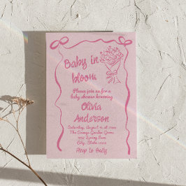 Baby i Bloom Hand plockade Flower Bouquet Shower Inbjudningar