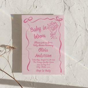 Baby i Bloom Hand plockade Flower Bouquet Shower Inbjudningar