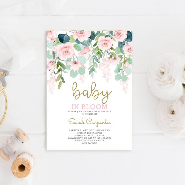 Baby i Bloom-inbjudan till babydusch Inbjudningar (Skapare uppladdad)