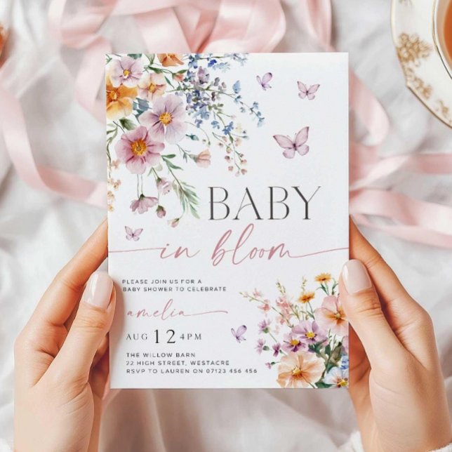 Baby i Bloom-inbjudan, Wildblomma Baby Shower Inbjudningar (Skapare uppladdad)