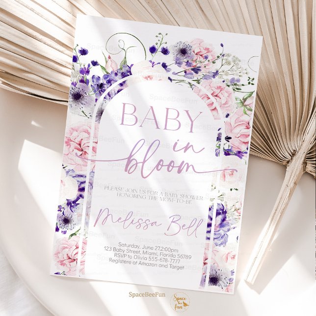 Baby i Bloom-inbjudningen Babydusch Inbjudningar (Baby in Bloom Invitation, Wildflowers Baby Shower Invitation,Flower Invites, Wild Flower Invite, Flo)