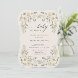 Baby i Bloom Ivory Blommigt Baby Shower Inbjudan
