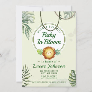 Baby i Bloom Jungle Pojke Invitation Inbjudningar