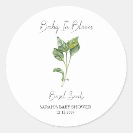 Baby i Bloom l Basil Seeds Baby Shower Runt Klistermärke