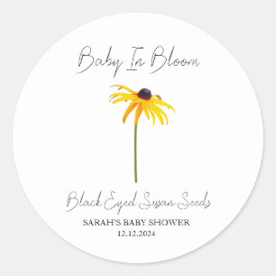 Baby i Bloom l Black eyed susan Seeds Baby Shower Runt Klistermärke