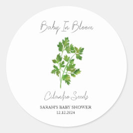 Baby i Bloom l Cilantro Seeds Baby Shower Runt Klistermärke