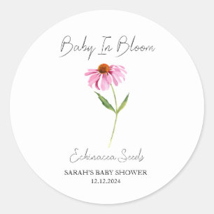 Baby i Bloom l Echinacea Seeds Baby Shower Runt Klistermärke