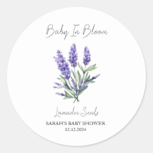 Baby i Bloom l Lavender Seeds Baby Shower Runt Klistermärke
