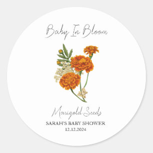 Baby i Bloom l Marigold Seeds Baby Shower Runt Klistermärke