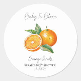 Baby i Bloom l Orange Seeds Baby Shower Runt Klistermärke