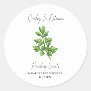 Baby i Bloom l Parsley Seeds Baby Shower Runt Klistermärke