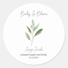 Baby i Bloom l Sage Seeds Baby Shower Runt Klistermärke