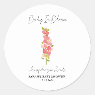 Baby i Bloom l Snapdragon Seeds Baby Shower Runt Klistermärke
