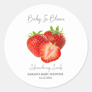Baby i Bloom l Strawberry Seeds Baby Shower Runt Klistermärke