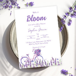 Baby i Bloom Lavender Bicycle Baby Shower Inbjudningar