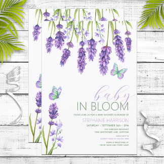 Baby i Bloom Lavender Wildblomme Baby Shower Inbjudningar