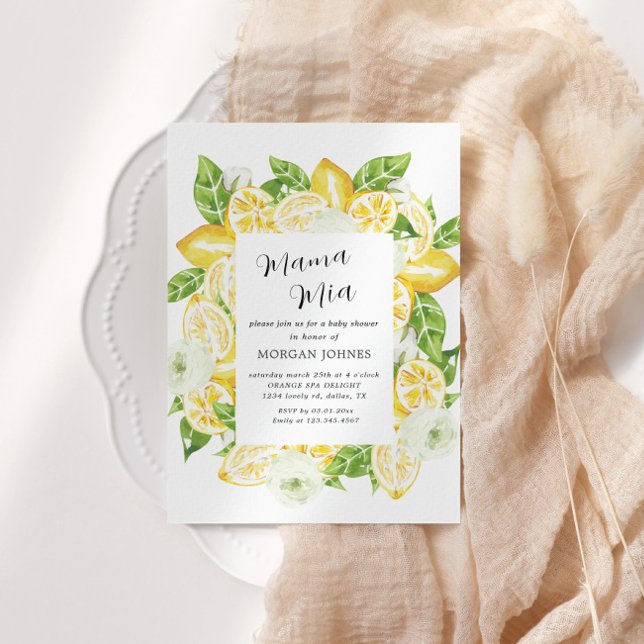 Baby i Bloom Lemon Bouquet Baby Shower-inbjudan Inbjudningar (Skapare uppladdad)