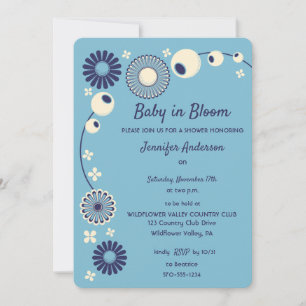 Baby i Bloom Light Blue Boy Shower Inbjudningar