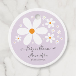 Baby i Bloom Lila Daisy Baby Shower Gåvor Etiketter