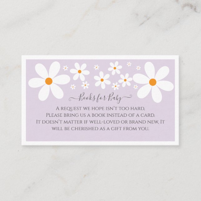 Baby i Bloom lila Daisy Baby Shower Tilläggskort (Framsida)