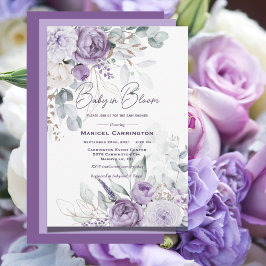 Baby i Bloom Lila Watercolor Modern Baby Shower Inbjudningar