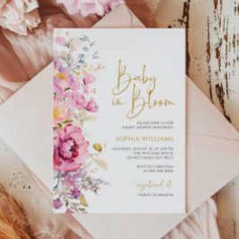 Baby i Bloom Lila WildblomBaby Shower Inbjudningar