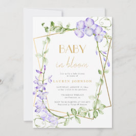 Baby i Bloom Lila Wisteria Girl Baby Shower Inbjudningar