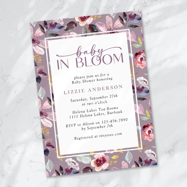 Baby i Bloom Lilac Blommigt Baby Shower Inbjudningar (Skapare uppladdad)