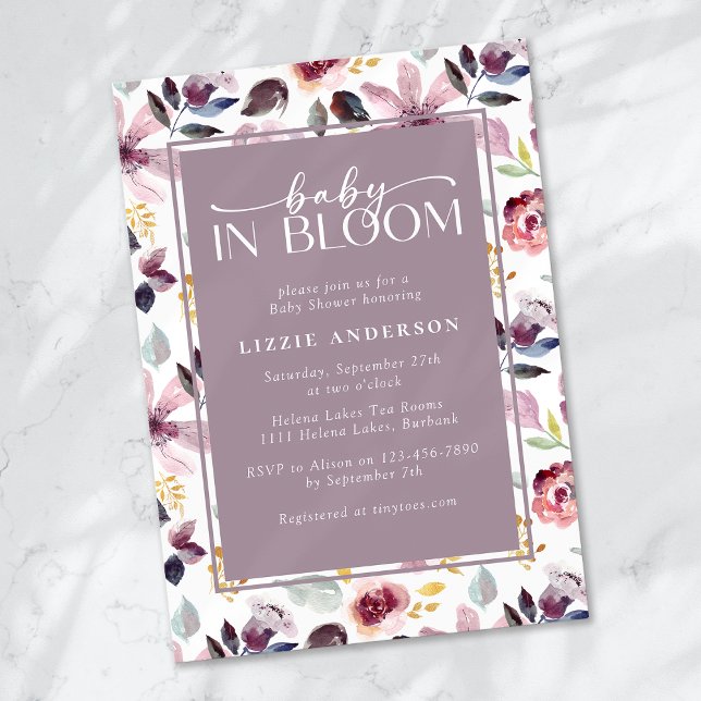 Baby i Bloom Lilac Blommigt Baby Shower Inbjudningar (Skapare uppladdad)