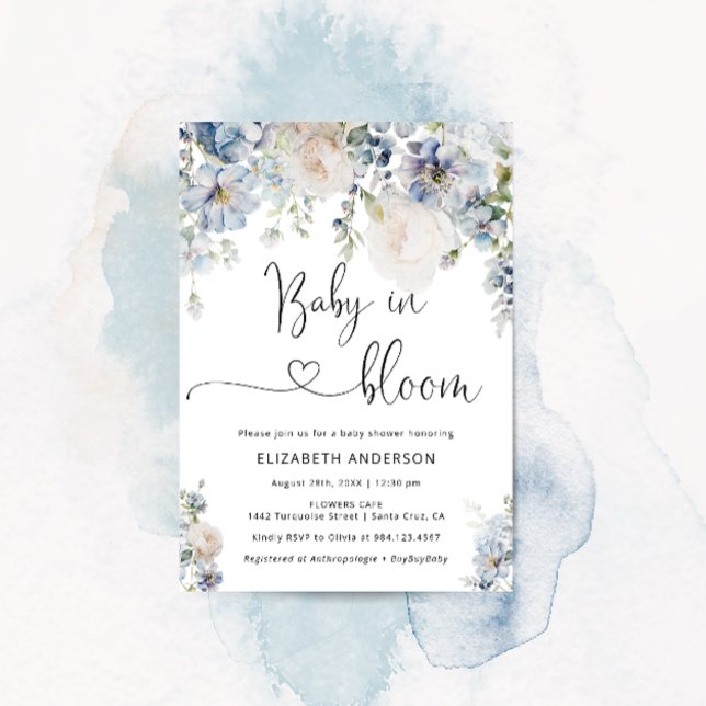 Baby i Bloom Modern Blommigt Baby Shower Inbjudningar (Skapare uppladdad)