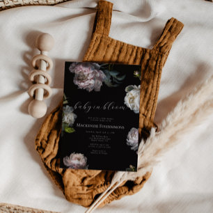 Baby i Bloom Moody Peony Mörk Blommig Bebis Shower Inbjudningar