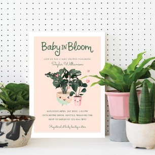 Baby i Bloom Mor & Flicka Pockade växter Inbjudningar