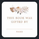 Baby i Bloom Mörk Terracotta Boho Bok Gift Fyrkantigt Klistermärke<br><div class="desc">Gorgous boho bouquet tillägger den här älsklingsdesignen.</div>