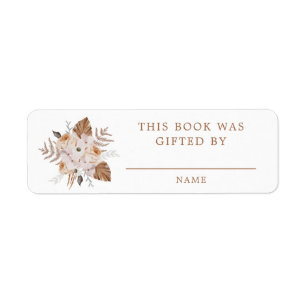 Baby i Bloom Mörk Terracotta Boho Bok Gift Returadress Etikett