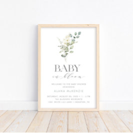 Baby i Bloom Neutralt Baby Shower Välkommen Poster