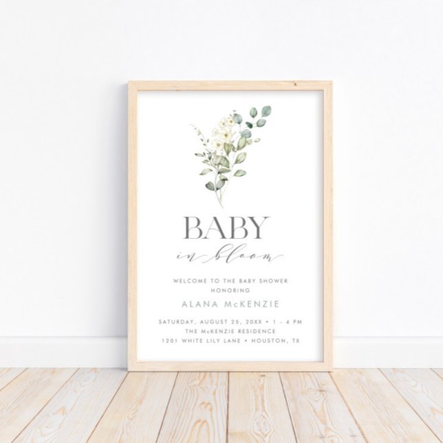 Baby i Bloom Neutralt Baby Shower Välkommen Poster (Skapare uppladdad)