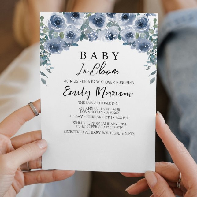 Baby i bloom och Blåa blommor Baby Shower Inbjudningar (Skapare uppladdad)