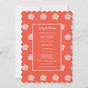 Baby i Bloom Orange Rosa Blommigt Girl Baby Shower Inbjudningar