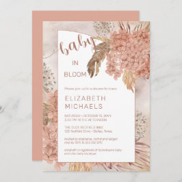 Baby i Bloom Pampas Grass and Hydrangeas Shower Inbjudningar