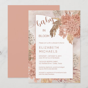 Baby i Bloom Pampas Grass and Hydrangeas Shower Inbjudningar