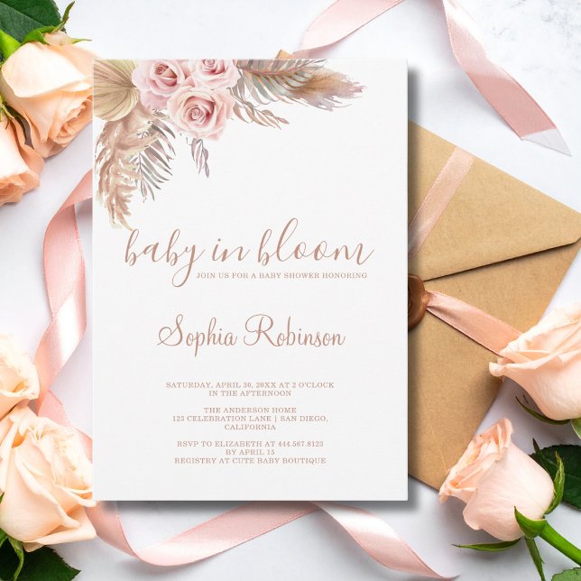 Baby i Bloom Pampas Grass Boho Baby Shower Inbjudningar (Skapare uppladdad)
