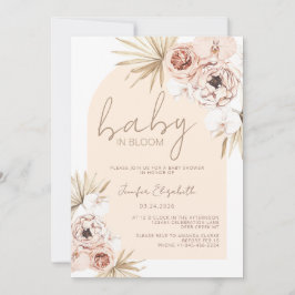 Baby i Bloom Pampas Grass Boho Baby Shower Inbjudningar