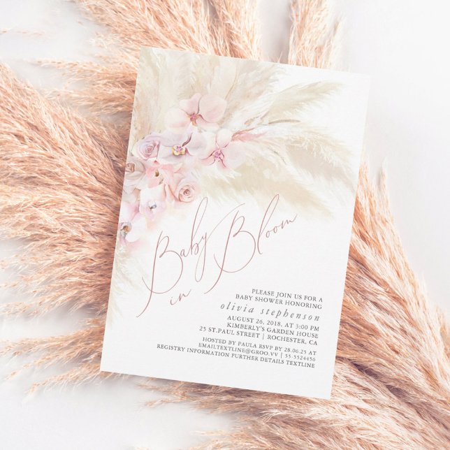 Baby i Bloom Pampas Grass Flicka Shower Inbjudningar (Skapare uppladdad)