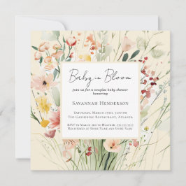 Baby i Bloom Par Wildblomme Baby Shower Inbjudningar