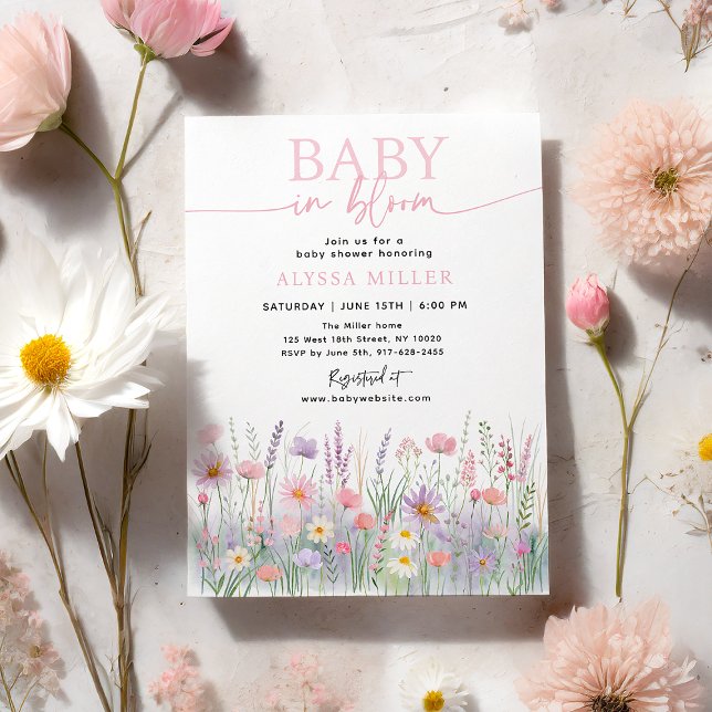 Baby i Bloom Pastel WildblomBaby Shower Inbjudningar (Skapare uppladdad)