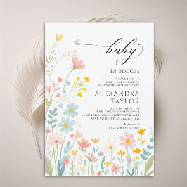 Baby i Bloom Pastel Wildblommor Flicka Shower Inbjudningar