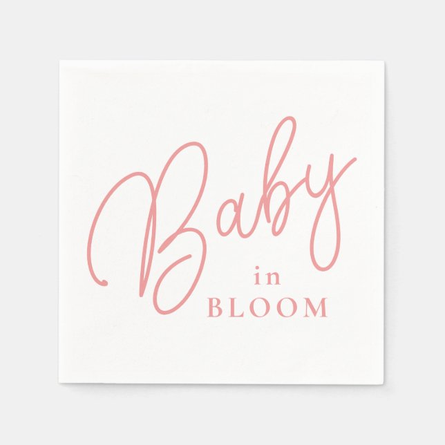 Baby i Bloom Peach Färg Hand Lettered Script Pappersservett (Framsidan)