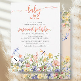 Baby i Bloom Peach Wildblomme Baby Shower Inbjudningar