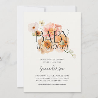 Baby i Bloom Peachy Baby Shower-inbjudan Inbjudningar