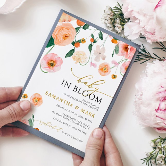 Baby i Bloom Poppies Flowers Shower-inbjudan Inbjudningar (Skapare uppladdad)
